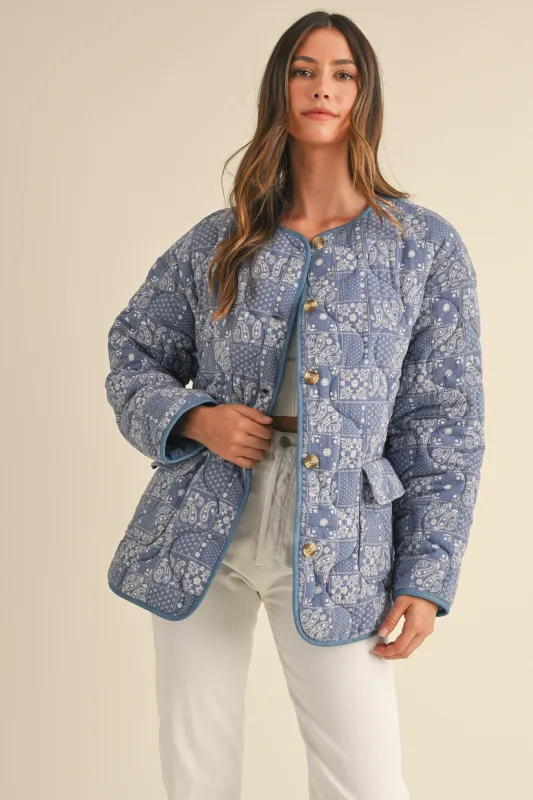 NERYS DENIM QUILT JACKET WITH POCKETS made by MABLE