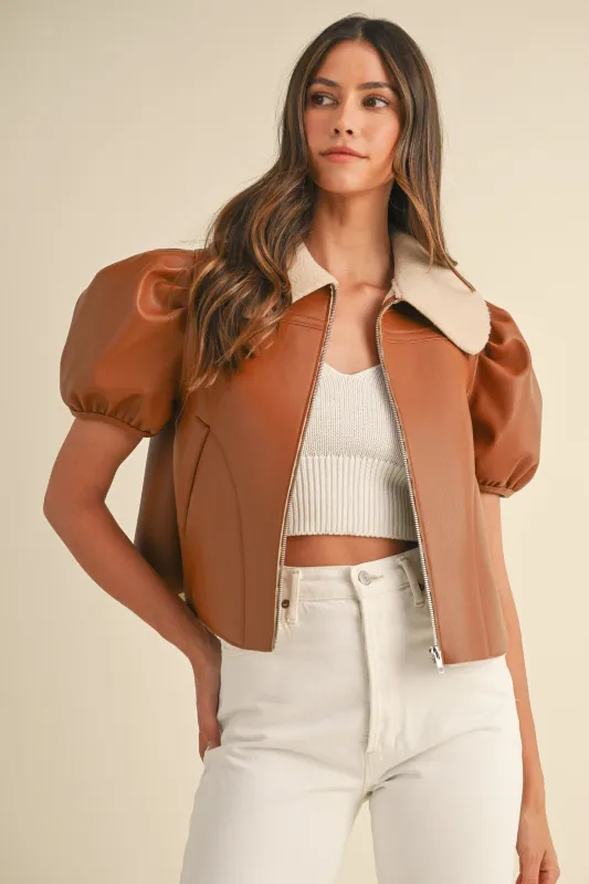 QUINTESSA SHEARLING LINED PU JACKET made by MABLE