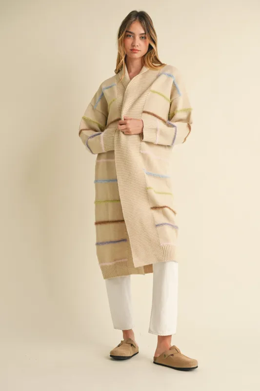 QUIANA MULTI COLOR STRIPE CARDIGAN made by MABLE