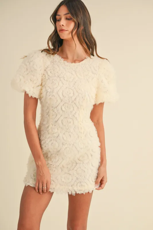 REVERIE TEXTURED FLORAL MINI DRESS made by MABLE