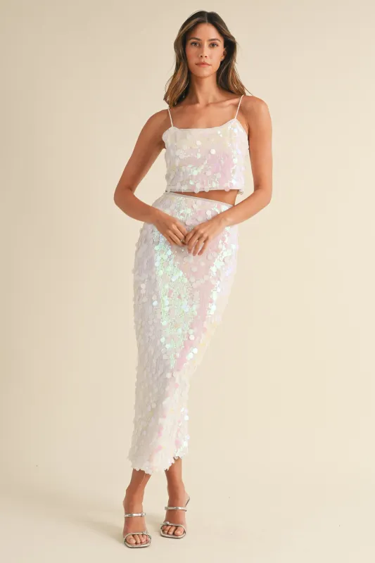 RENEE SEQUIN CROP TOP AND MIDI SKIRT SET made by MABLE