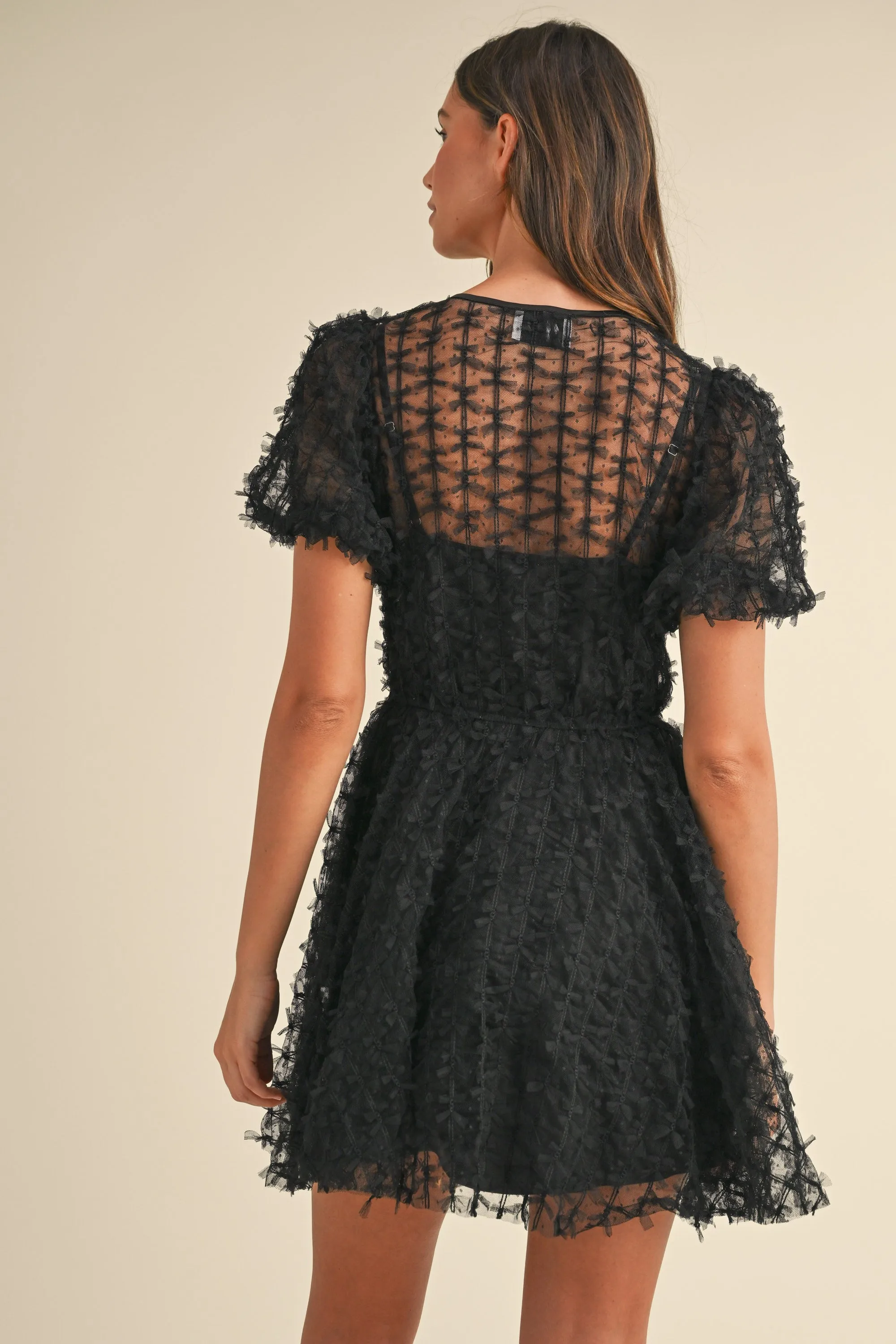 IDONY BOW PUFF SLEEVE MINI DRESS sold by MABLE product image thumbnail 3