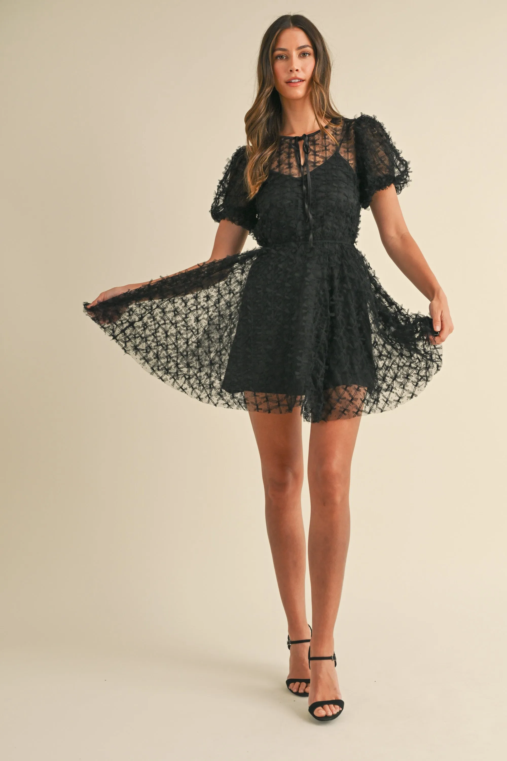 IDONY BOW PUFF SLEEVE MINI DRESS sold by MABLE product image thumbnail 5