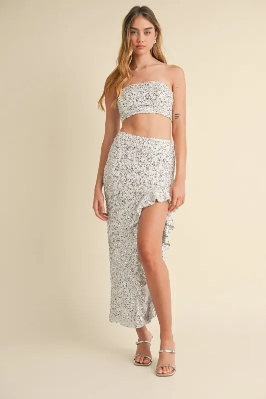 BREA BANDEAU AND ASYMMETRIC MAXI SKIRT SET made by MABLE