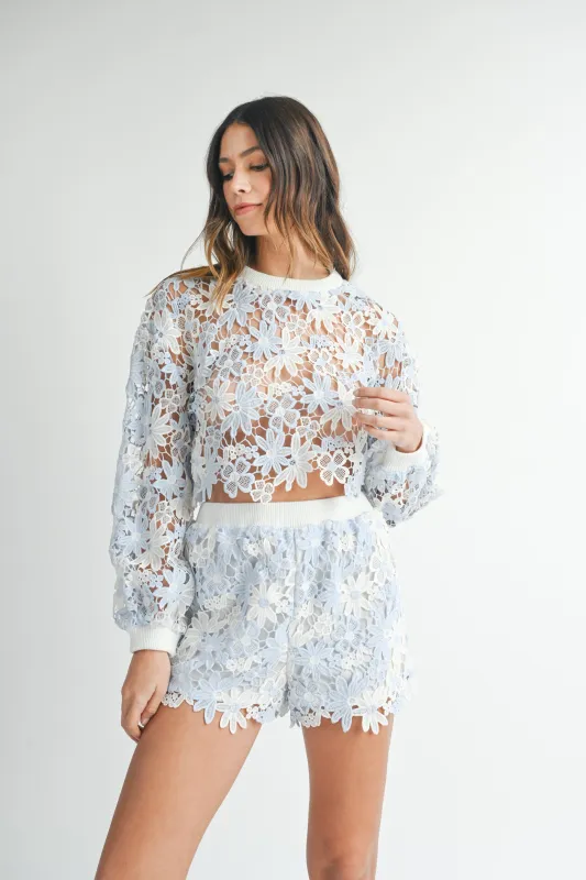 HEINA LACE PULLOVER AND SHORTS SET made by MABLE