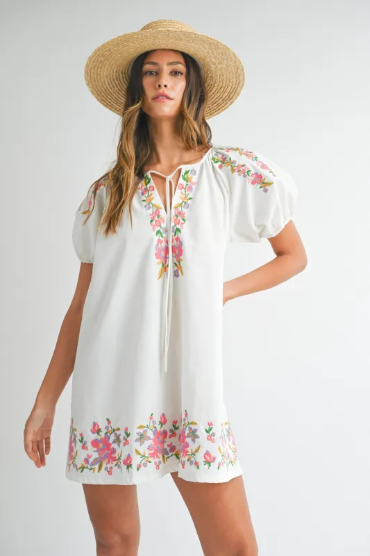 WENDY EMBROIDERED MINI DRESS sold by MABLE