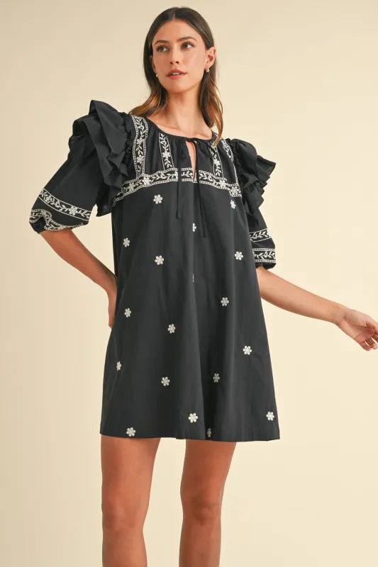 SAPPHIRA EMBROIDERED MINI DRESS sold by MABLE