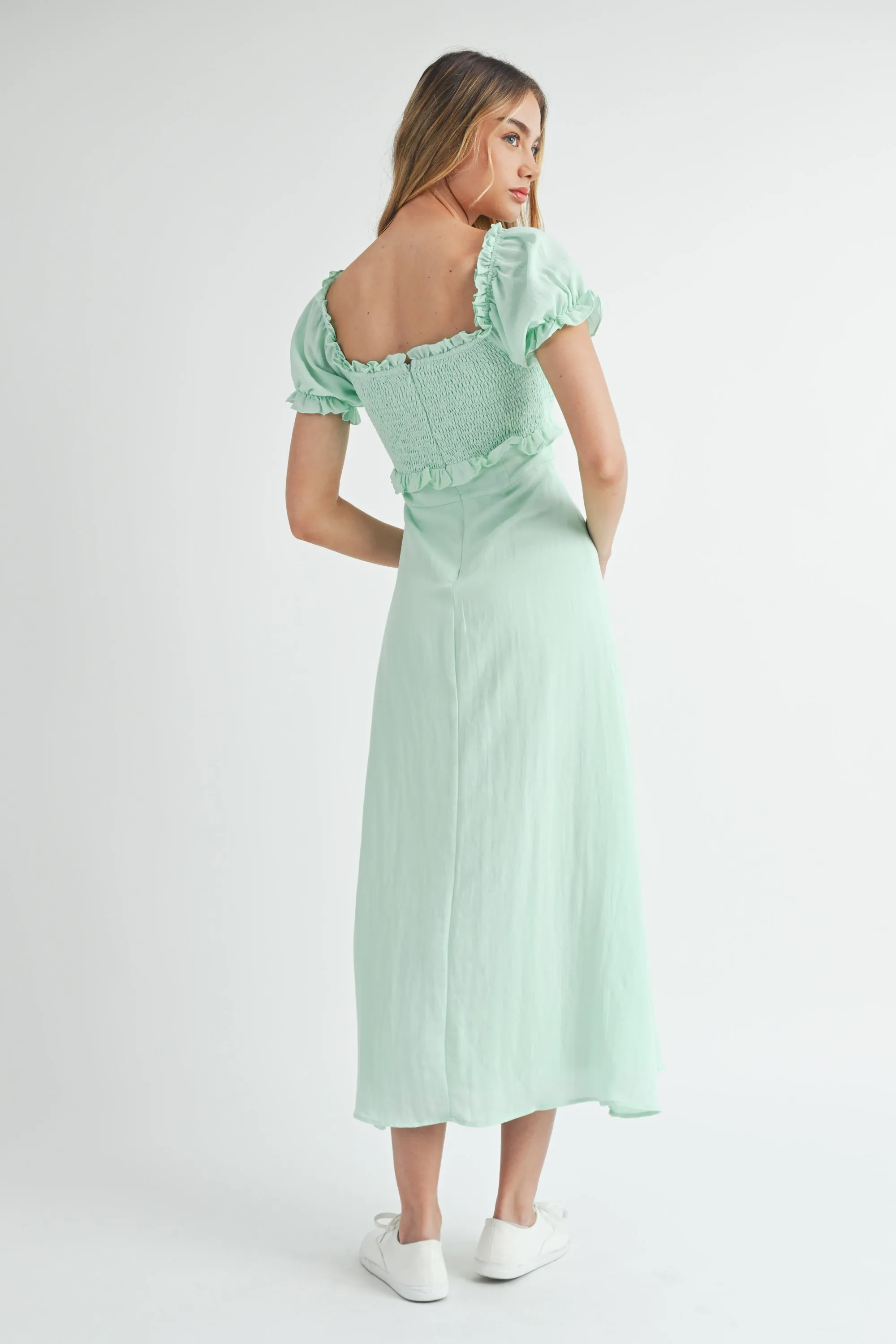 JODIE SMOCKED SHORT SLEEVE MIDI DRESS sold by MABLE product image thumbnail 3