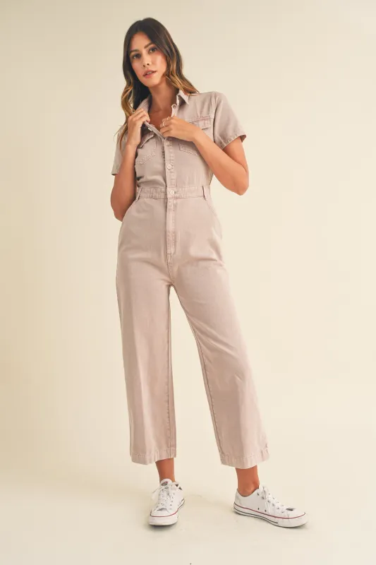 AYAKA BUTTON DOWN SHIRT JUMPSUIT sold by MABLE