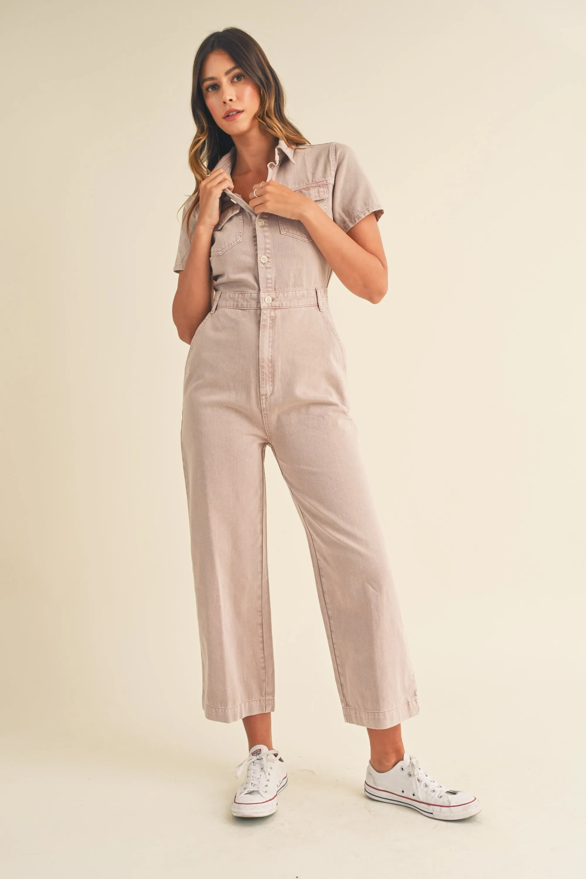 AYAKA BUTTON DOWN SHIRT JUMPSUIT sold by MABLE