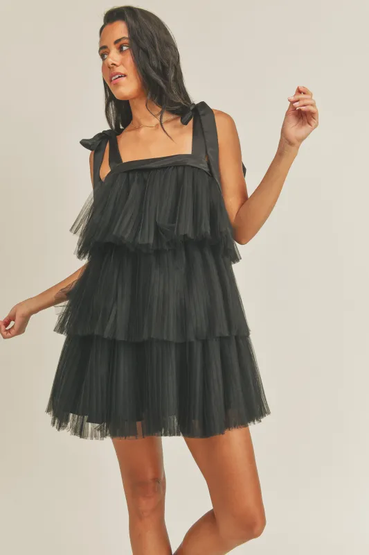 NOVALEE TULLE TRAPEZE MINI DRESS made by MABLE