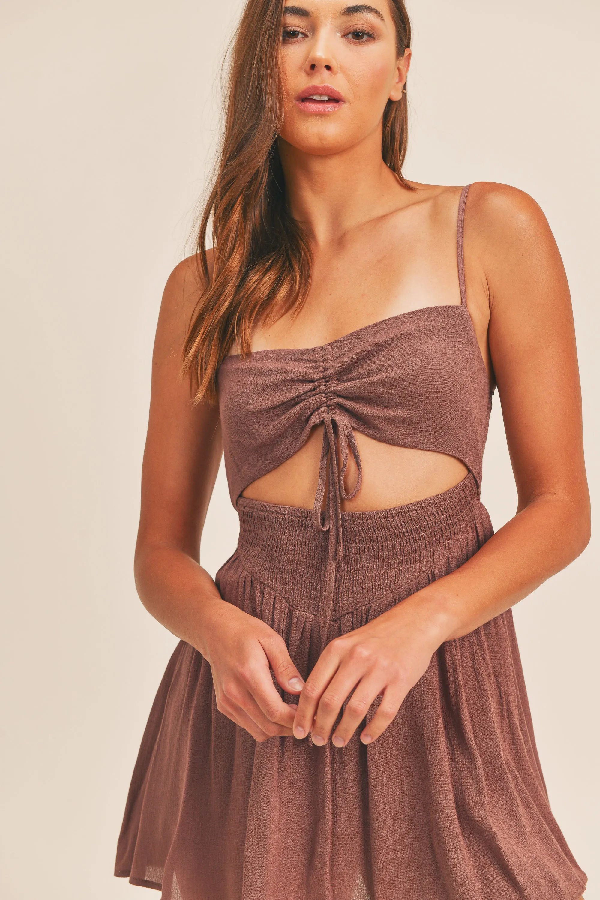 MINI DRESS WITH FRONT CUTOUT AND SMOCKED DETAIL sold by MABLE product image thumbnail 5