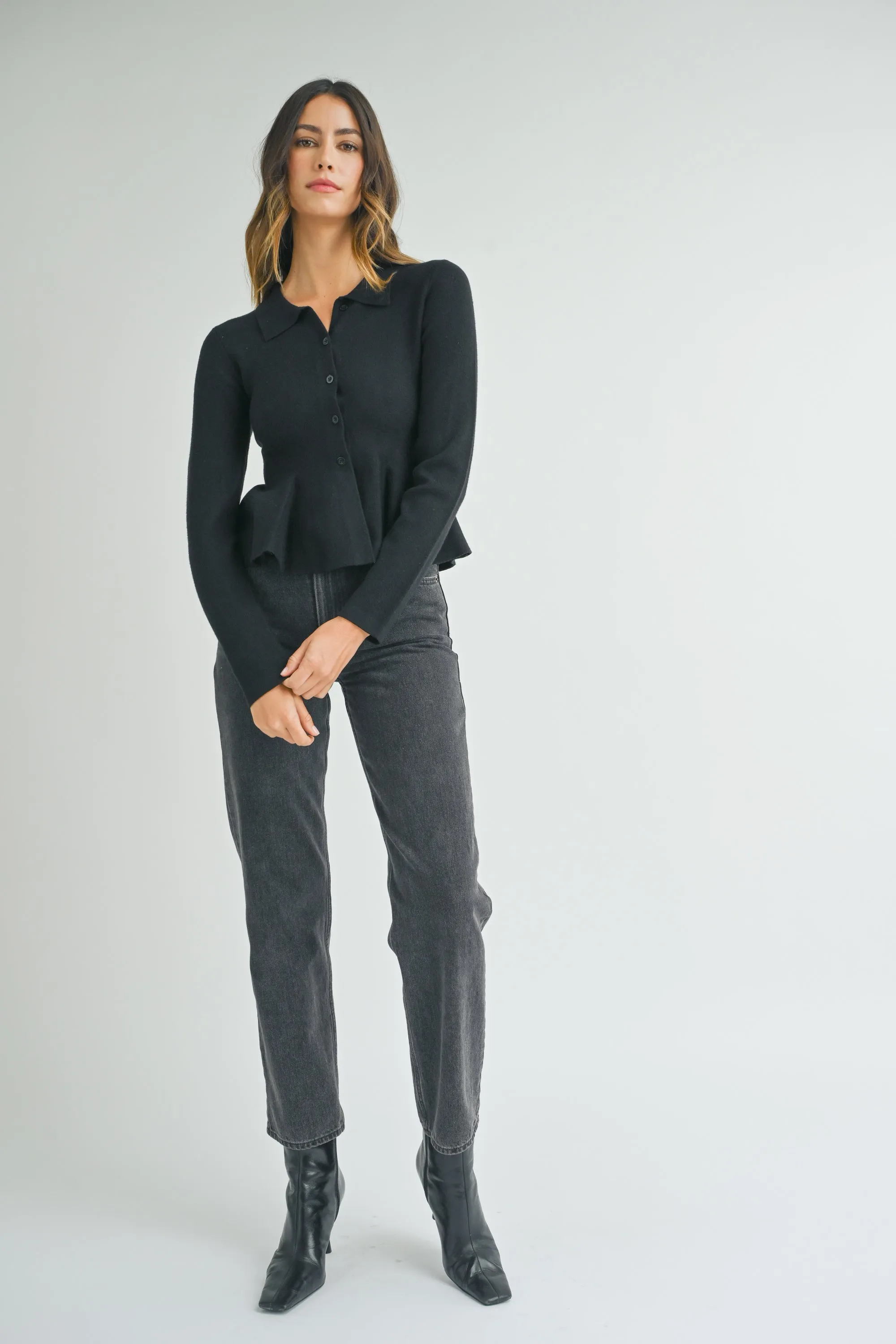 LOTTEE COLLARED PEPLUM KNIT SHIRT sold by MABLE product image thumbnail 5