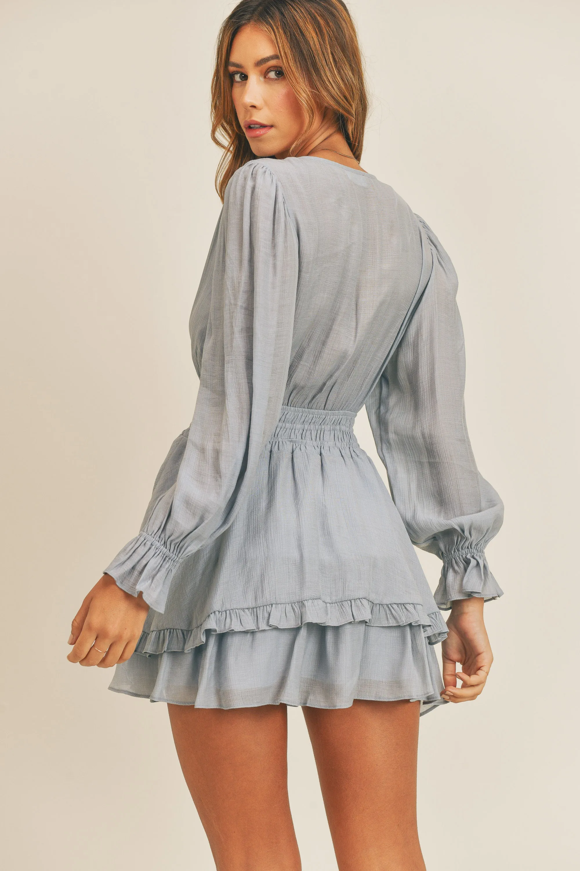 JOLLY TIE DETAIL RUFFLE MINI DRESS sold by MABLE product image thumbnail 2