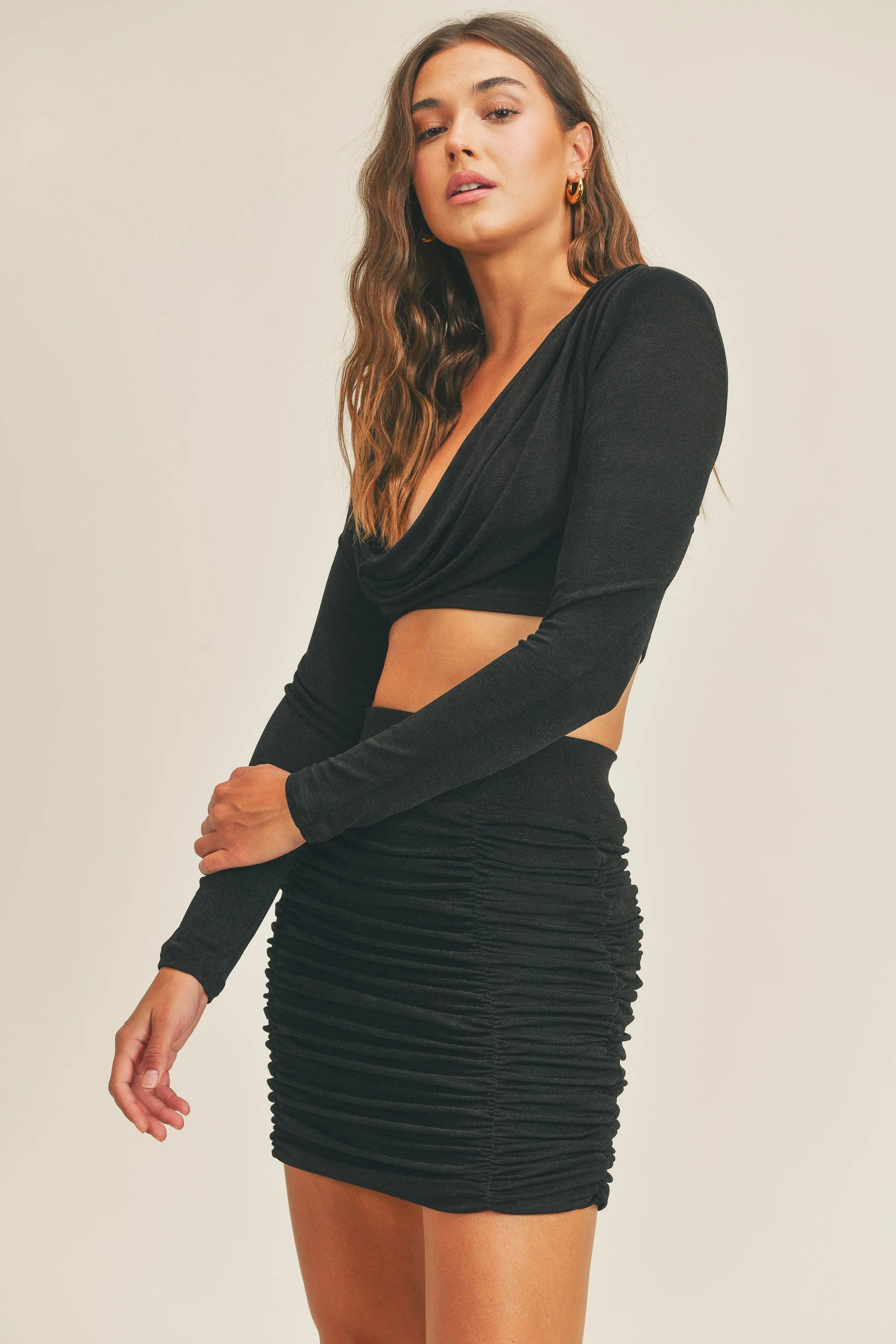 RISOO COWL NECK TOP & RUCHED SKIRT SET sold by MABLE product image thumbnail 2