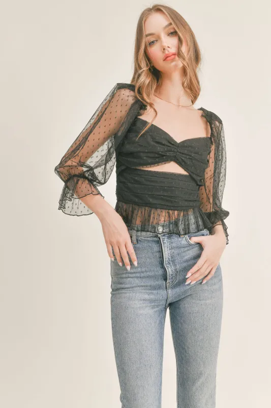 AIDA PUFF SLEEVE PLEATED TOP made by MABLE