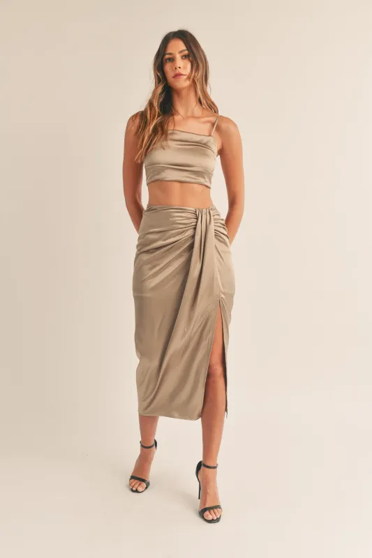 LAILA CROP TOP AND RUCHED MIDI SKIRT SET made by MABLE