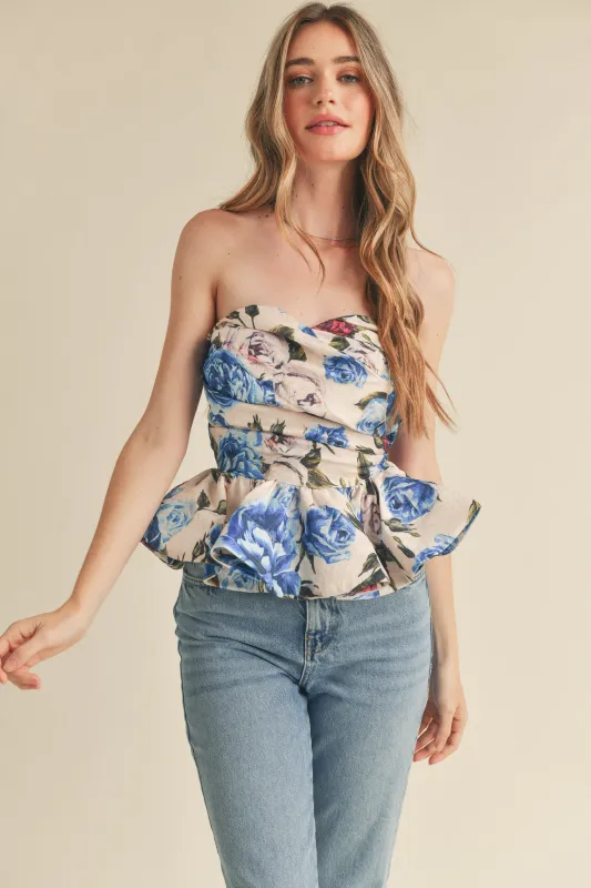 KORI SWEETHEART PEPLUM TUBE TOP sold by MABLE