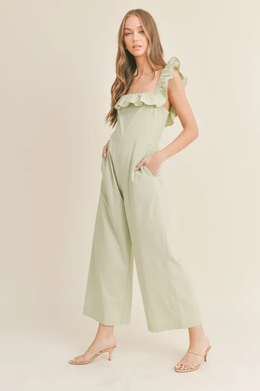 ESTRELLA RUFFLE JUMPSUIT made by MABLE