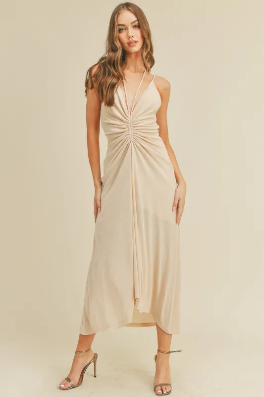 ZURI HALTER NECK LONG DRESS made by MABLE