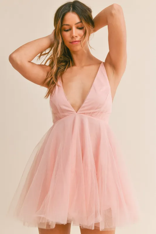 LEILA STRAP TULLE MINI DRESS sold by MABLE