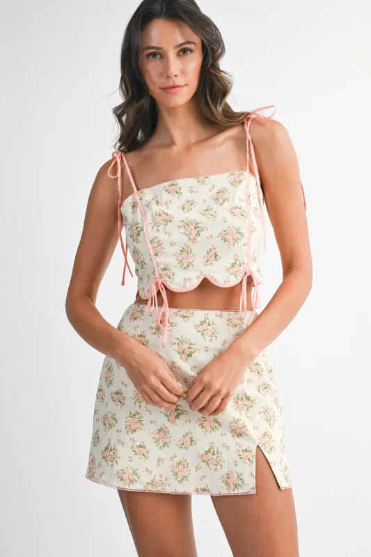 DEBINHA SCALLOPED HEM CROP TOP AND SKIRT SET made by MABLE