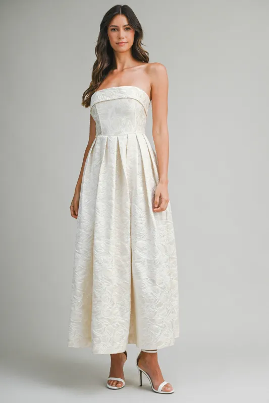 QUINLEY FLORAL JACQUARD TUBE MIDI DRESS made by MABLE