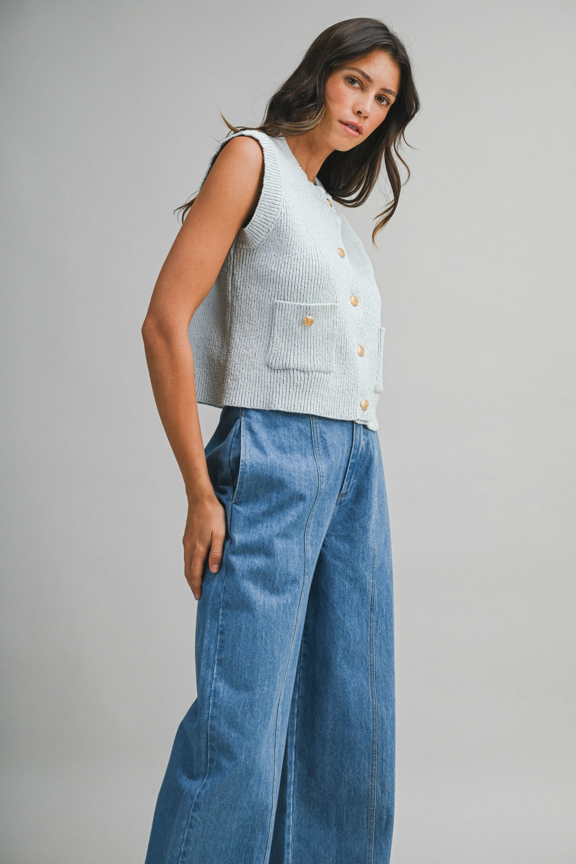 LAYSHIA KNIT RIB VEST WITH POCKET sold by MABLE product image thumbnail 4