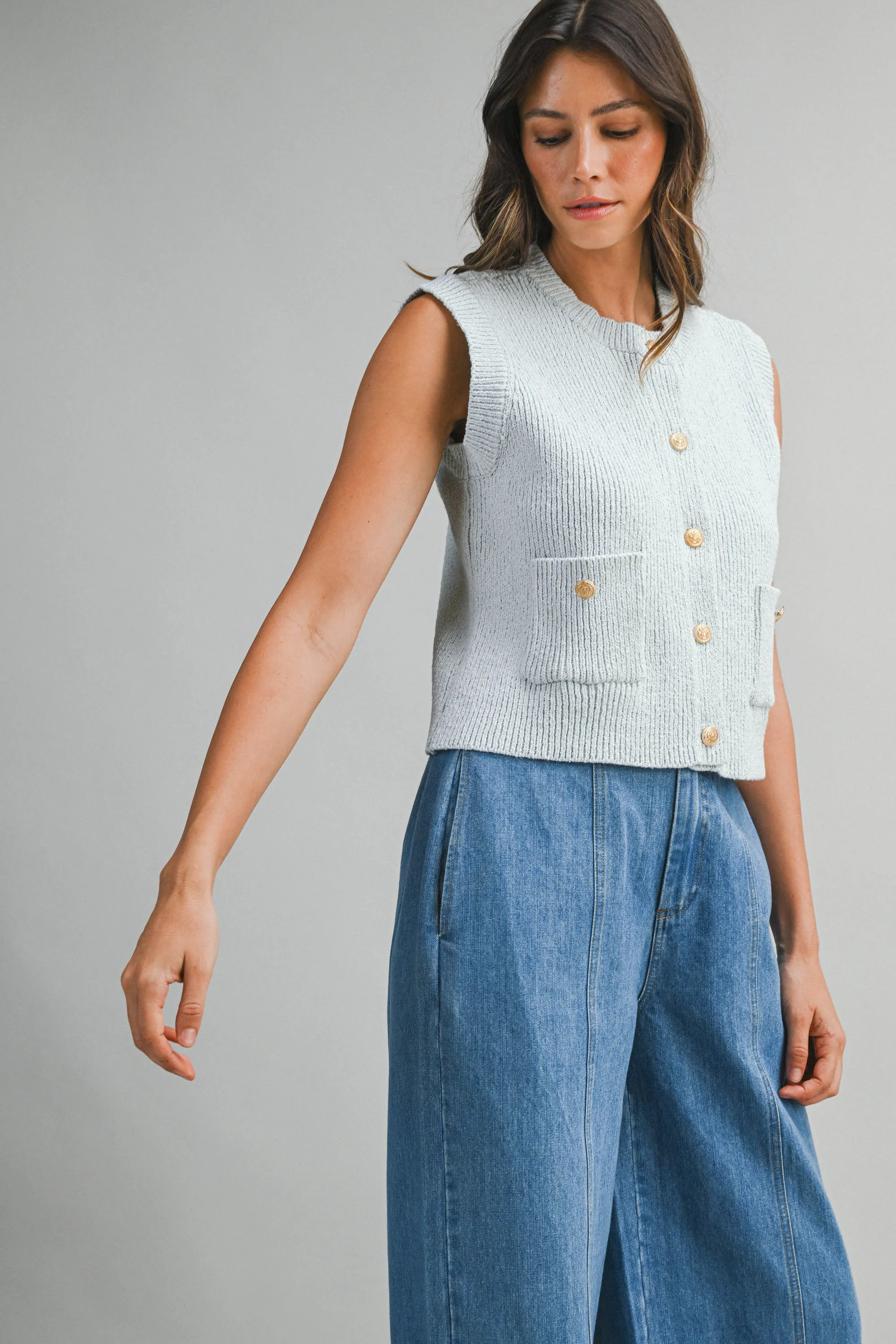 LAYSHIA KNIT RIB VEST WITH POCKET sold by MABLE product image thumbnail 2