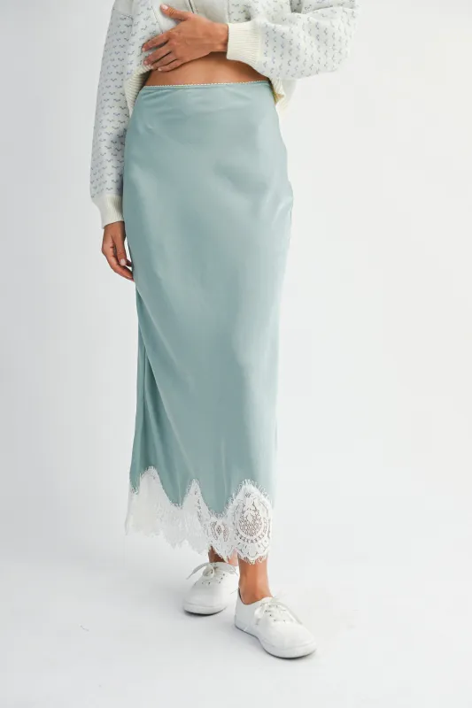 MELISANDRE LACE HEM SATIN SKIRT sold by MABLE