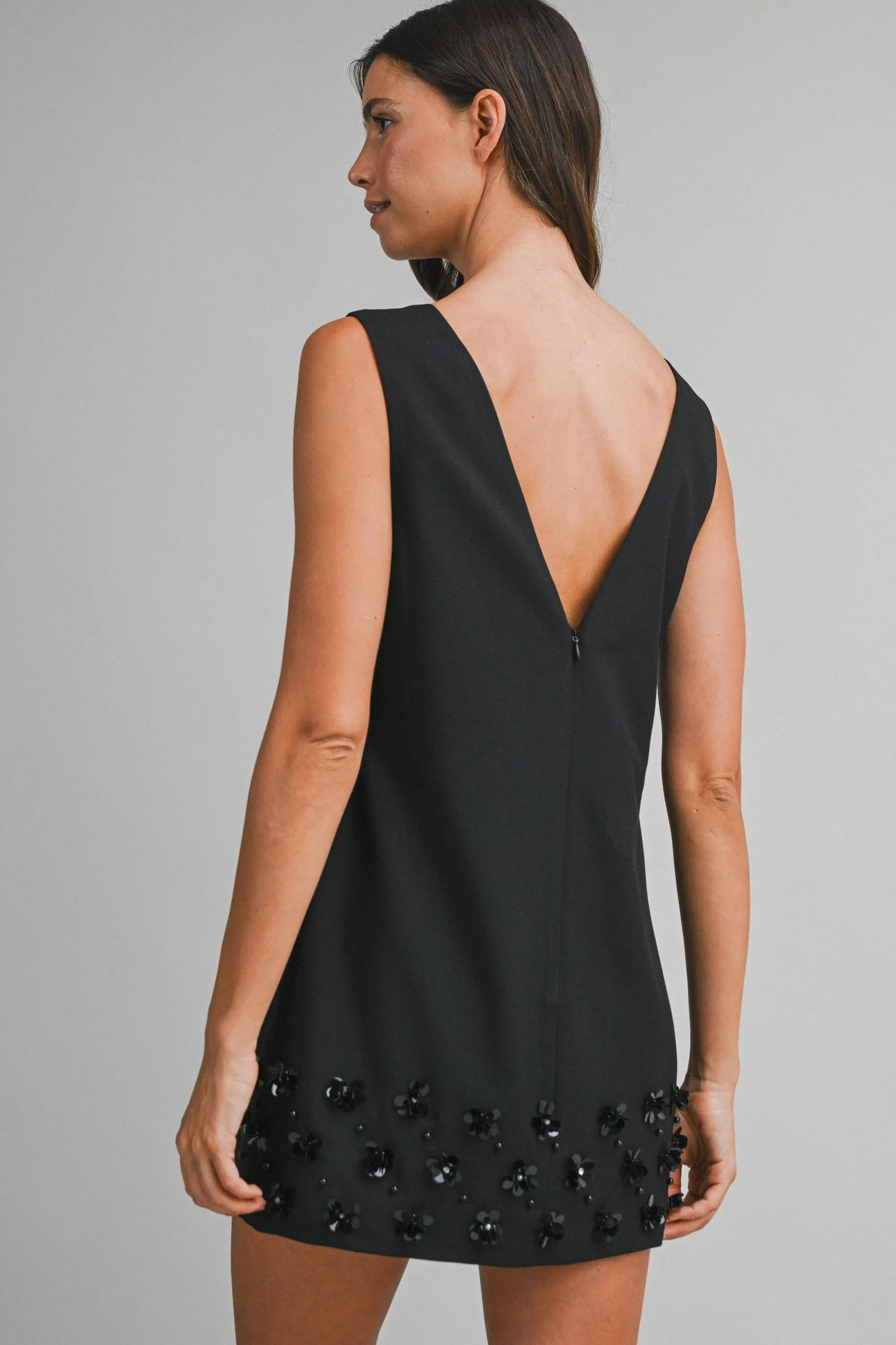 MAELYS FLOWER TRIM HEM V NECK MINI DRESS sold by MABLE product image thumbnail 3