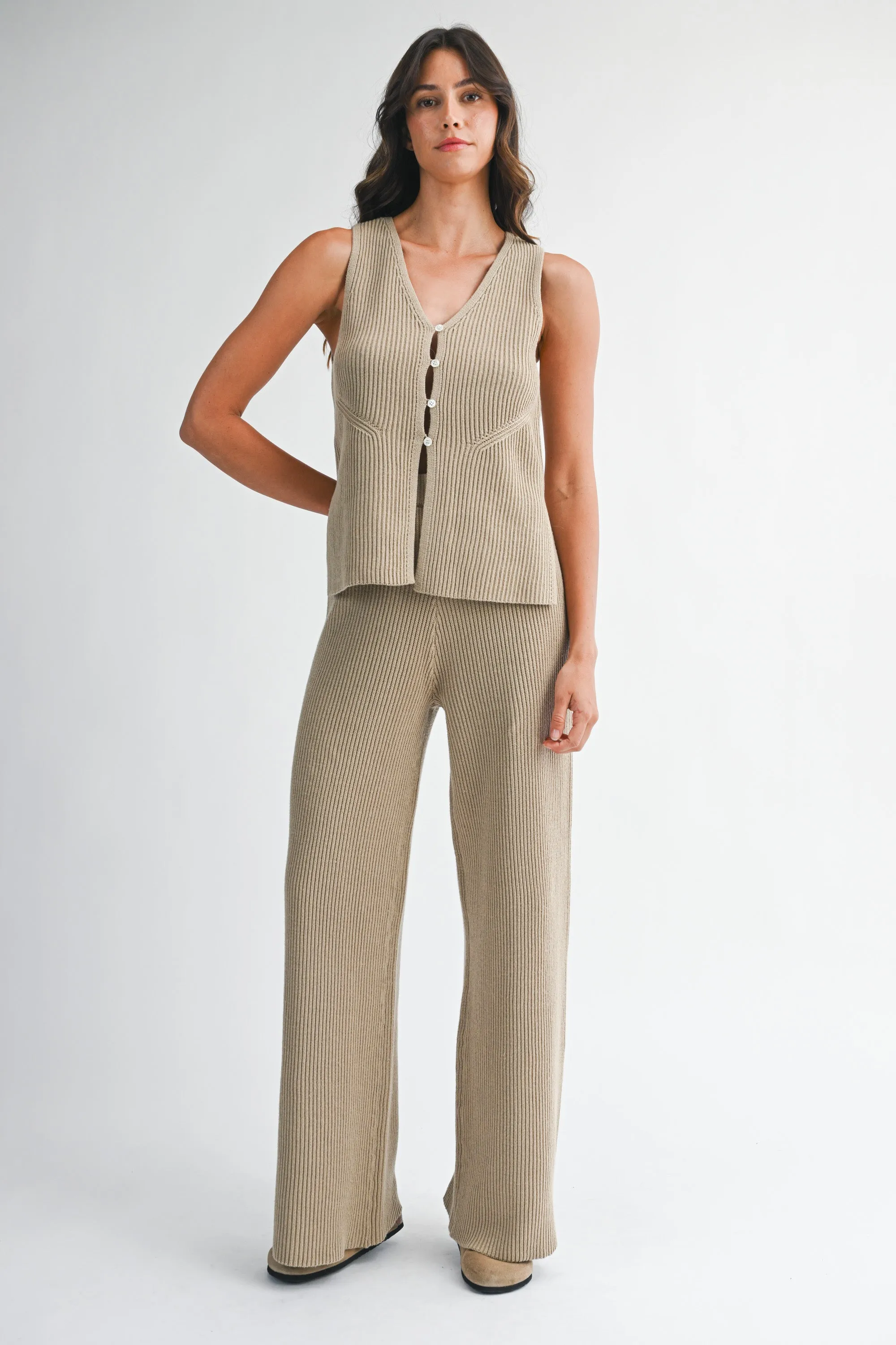 FIORELLA SLIT SWEATER VEST PANTS SET sold by MABLE