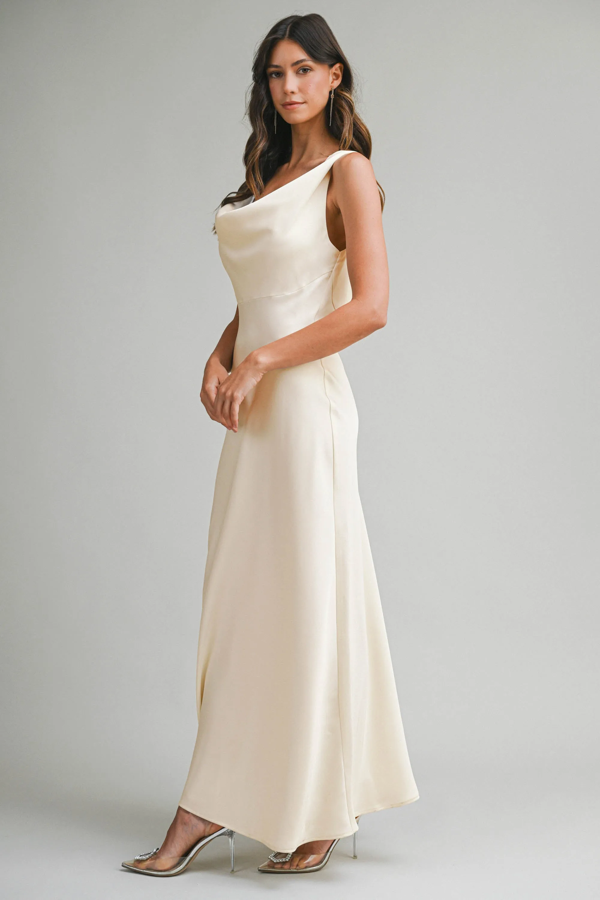 EMILIANA SATIN COWL MIDI DRESS sold by MABLE product image thumbnail 2