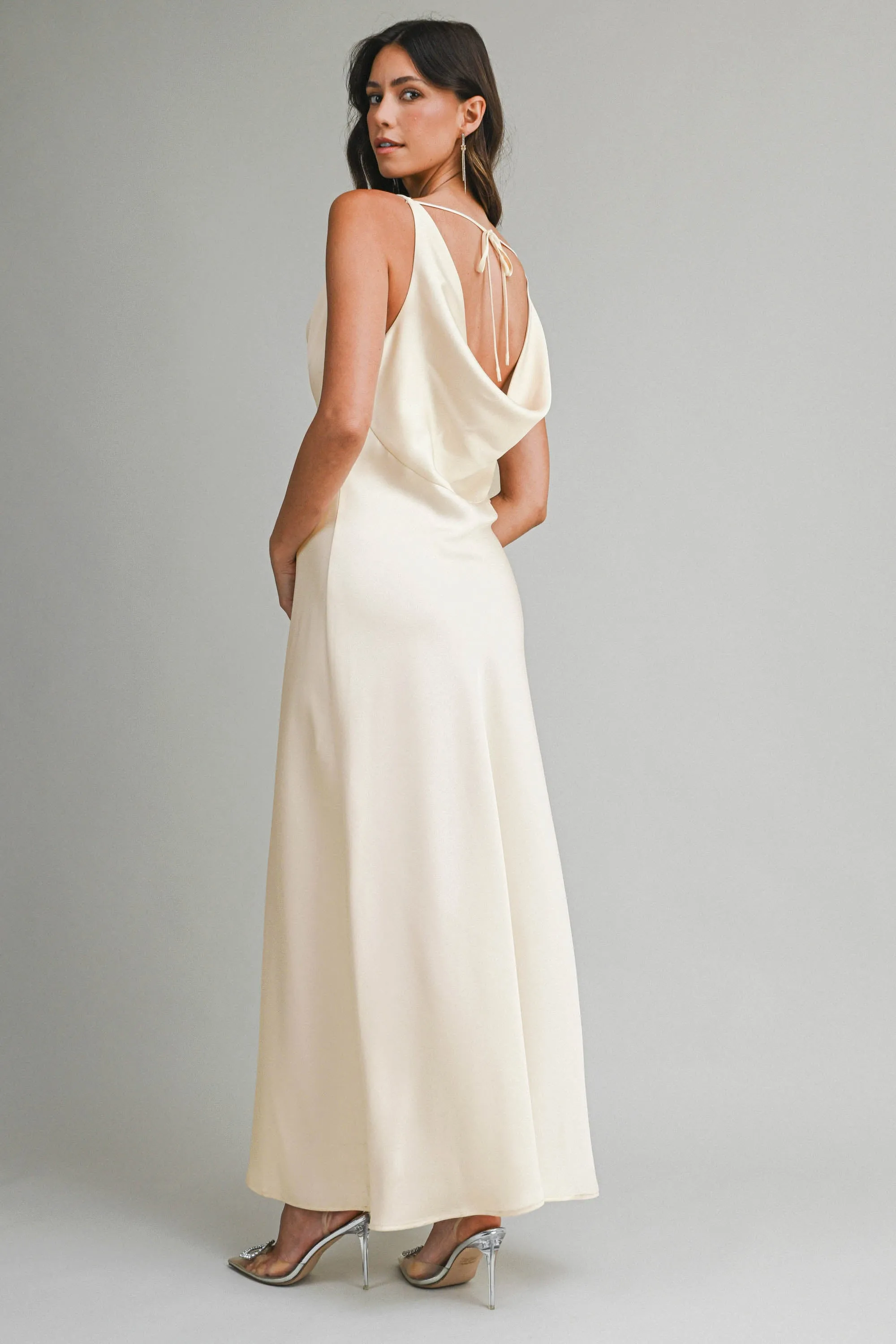 EMILIANA SATIN COWL MIDI DRESS sold by MABLE product image thumbnail 3