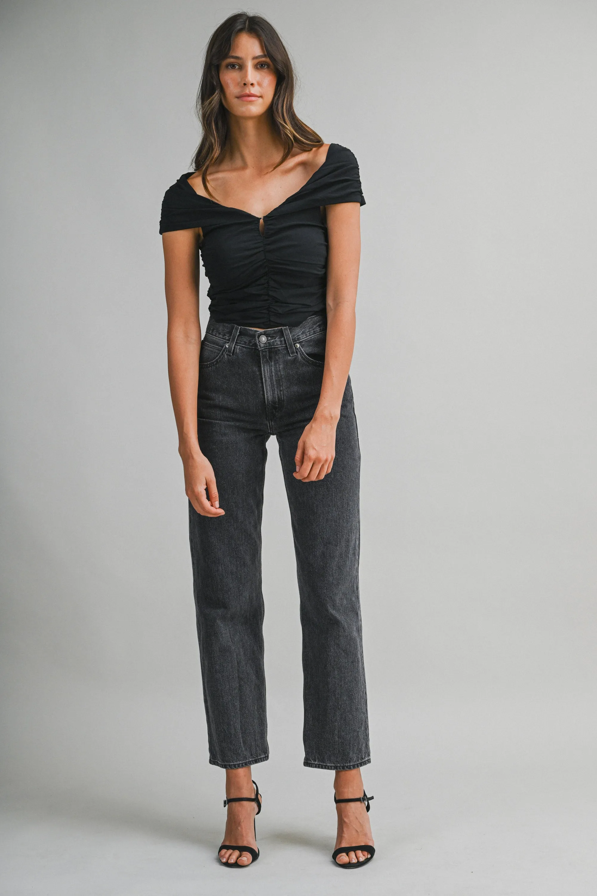 ELIN RUCHED KEYHOLE SLEEVELESS TOP sold by MABLE product image thumbnail 4