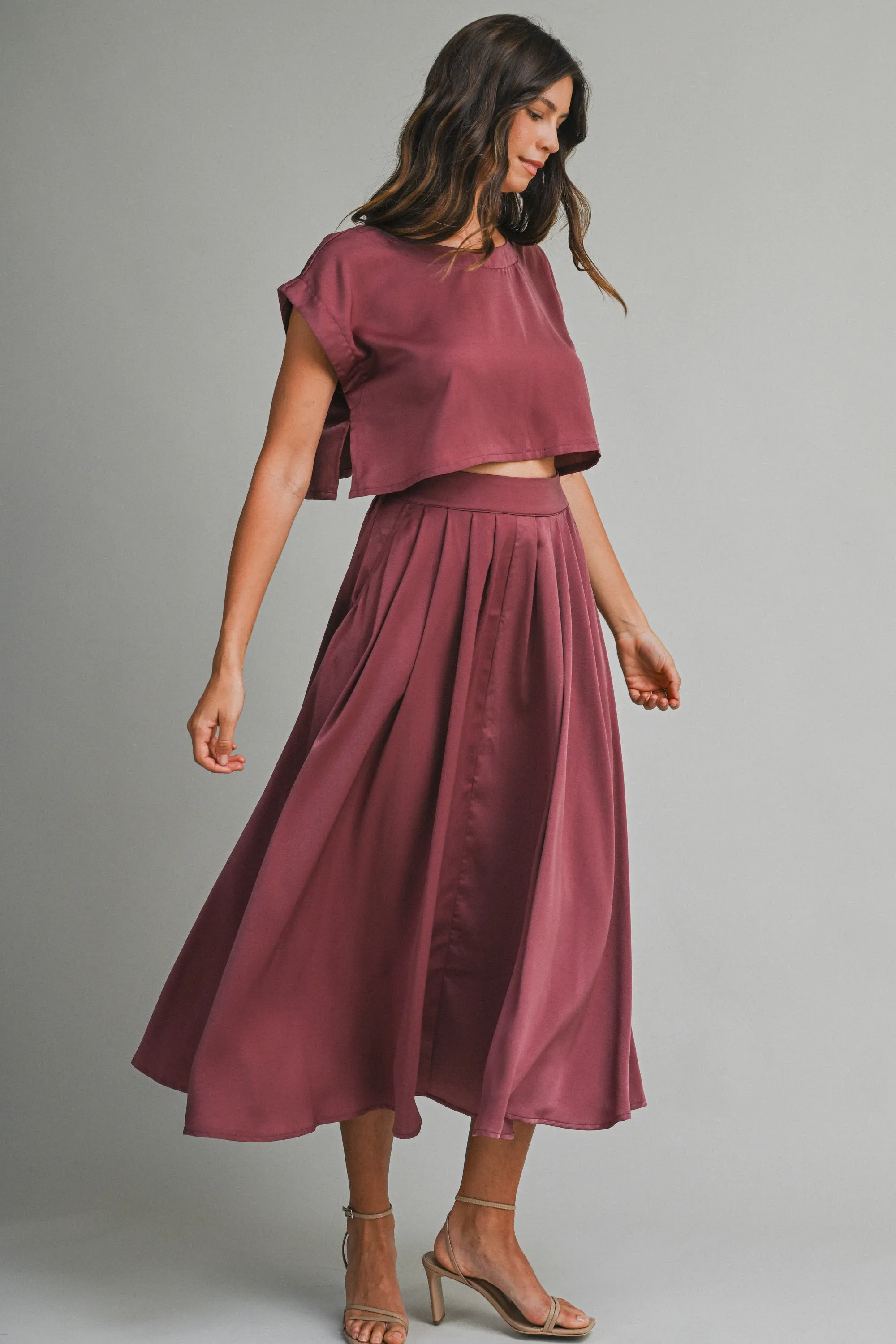 SSERA SATIN CROP TOP SKIRT SET sold by MABLE product image thumbnail 3
