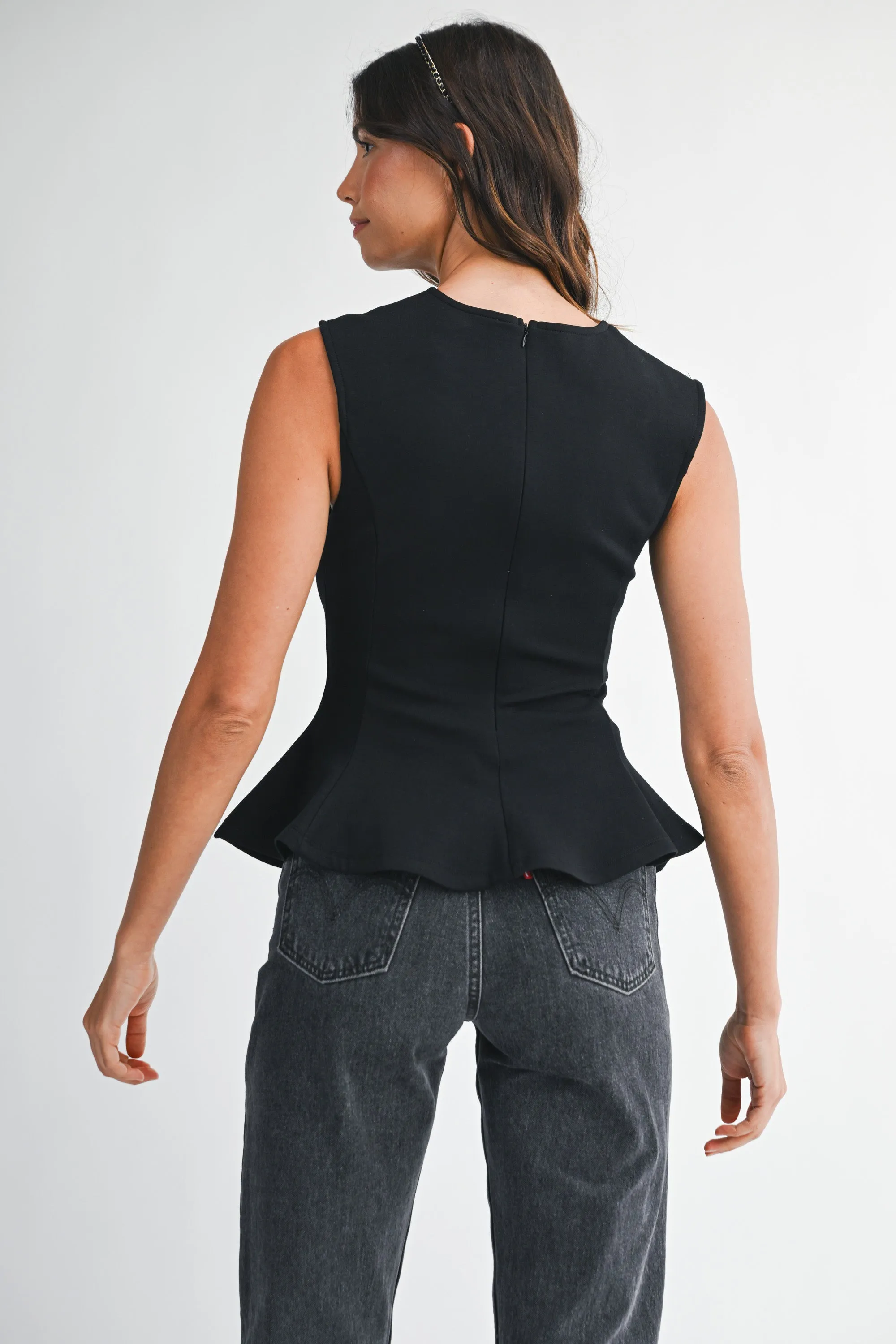 MCKENZIE INTERLOCK SLEEVELESS PEPLUM TOP sold by MABLE product image thumbnail 4