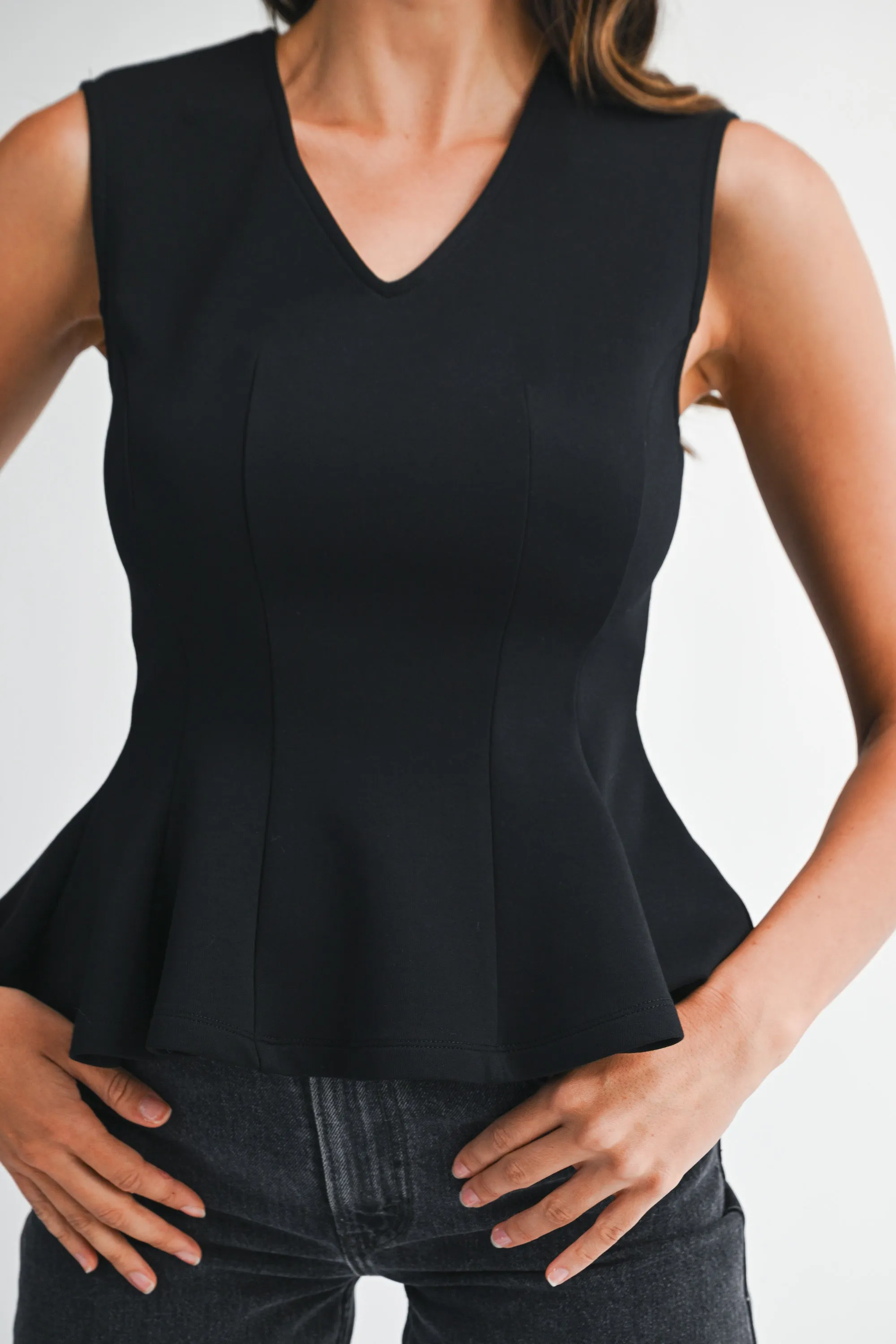 MCKENZIE INTERLOCK SLEEVELESS PEPLUM TOP sold by MABLE product image thumbnail 5
