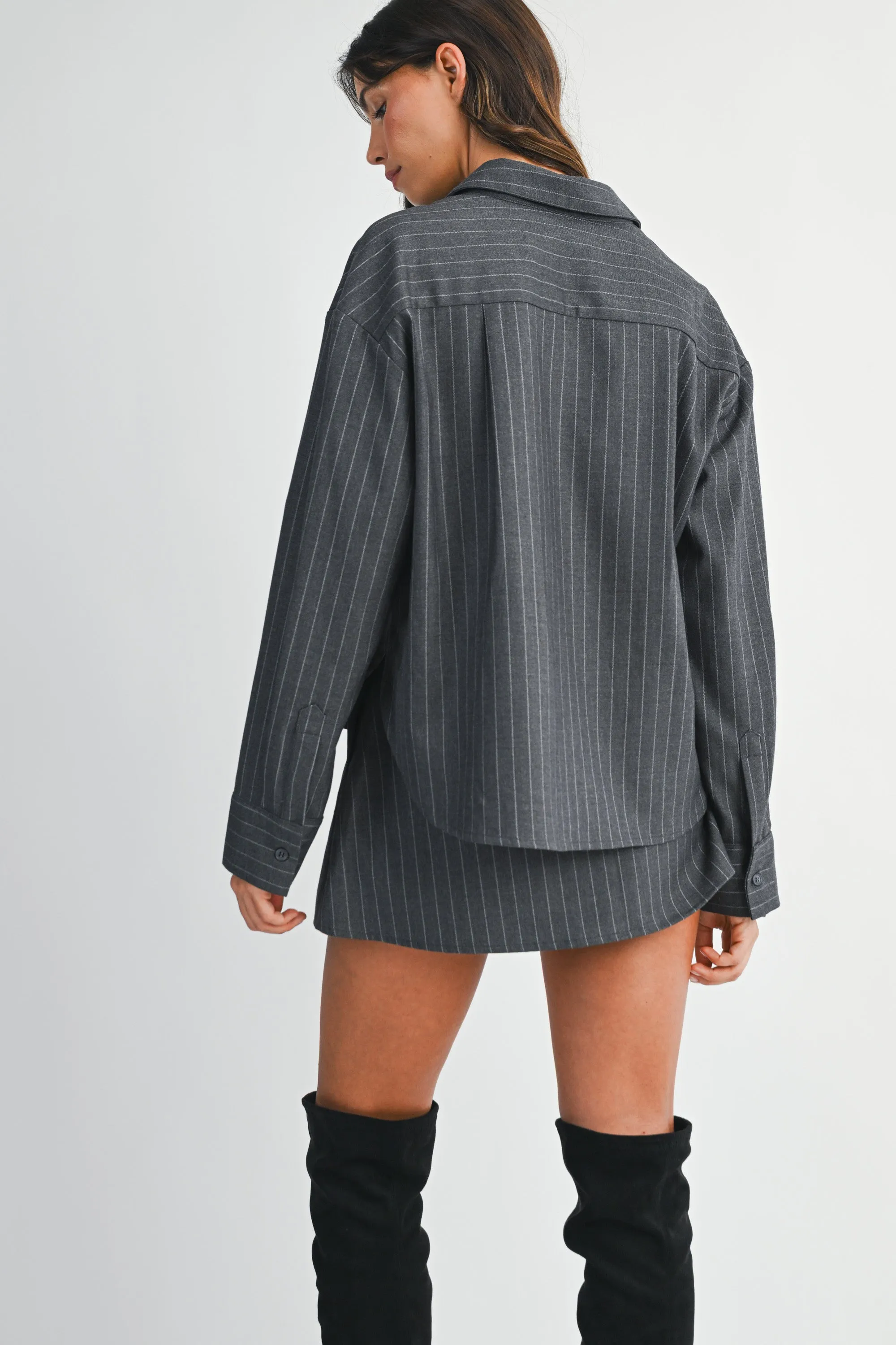 LORYN PIN STRIPE SHIRT AND SKORT SET sold by MABLE product image thumbnail 4
