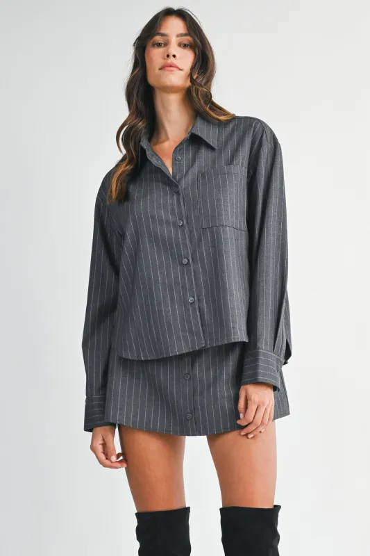 LORYN PIN STRIPE SHIRT AND SKORT SET made by MABLE