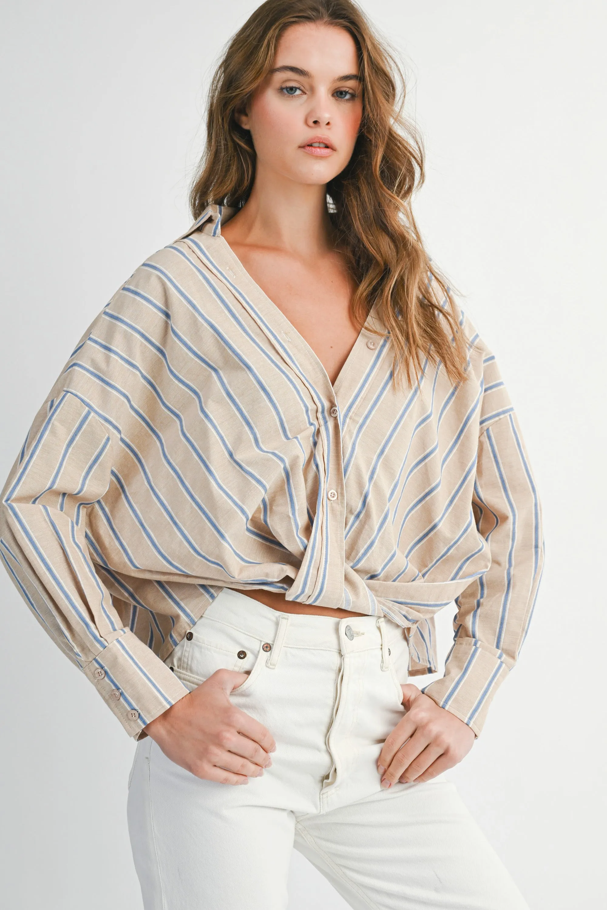SYDNEY STRIPE CROSS FRONT SHIRT sold by MABLE product image thumbnail 2