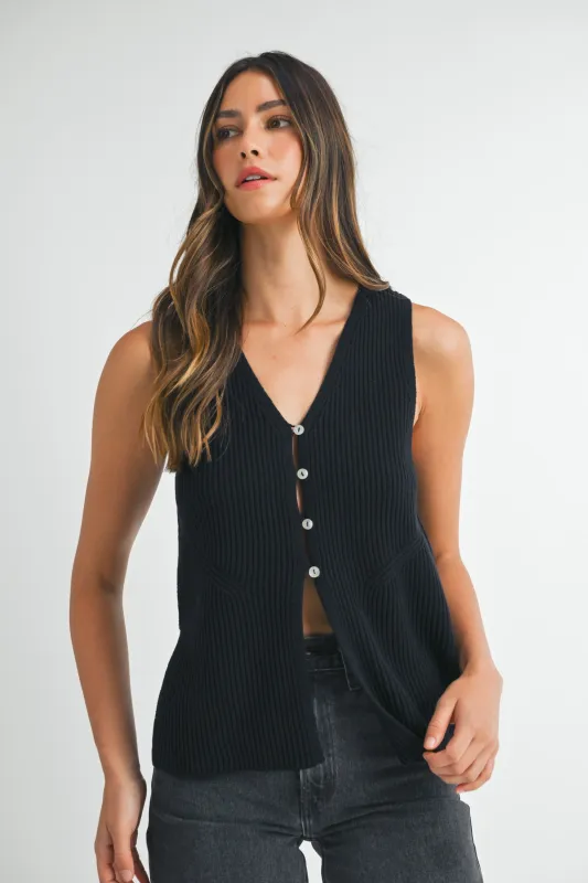 GRISELDA SIDE SLITS SWEATER VEST made by MABLE