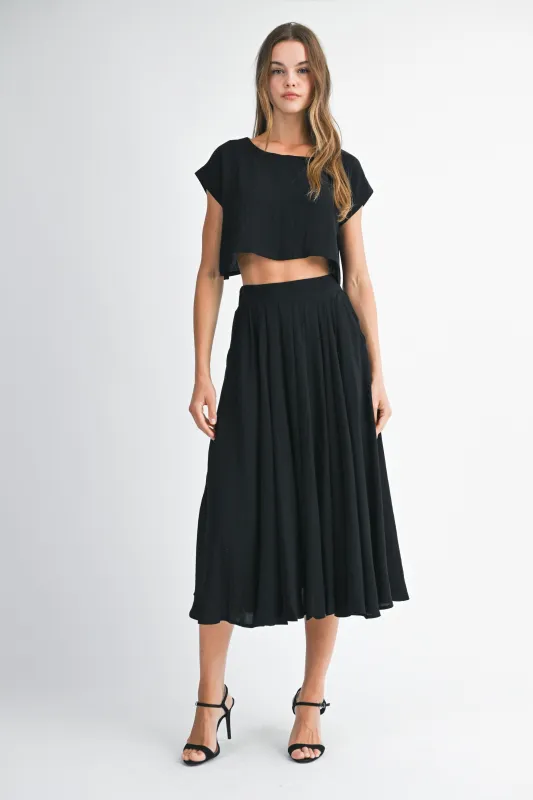 LYRIC CROP TOP AND MIDI SKIRT SET made by MABLE