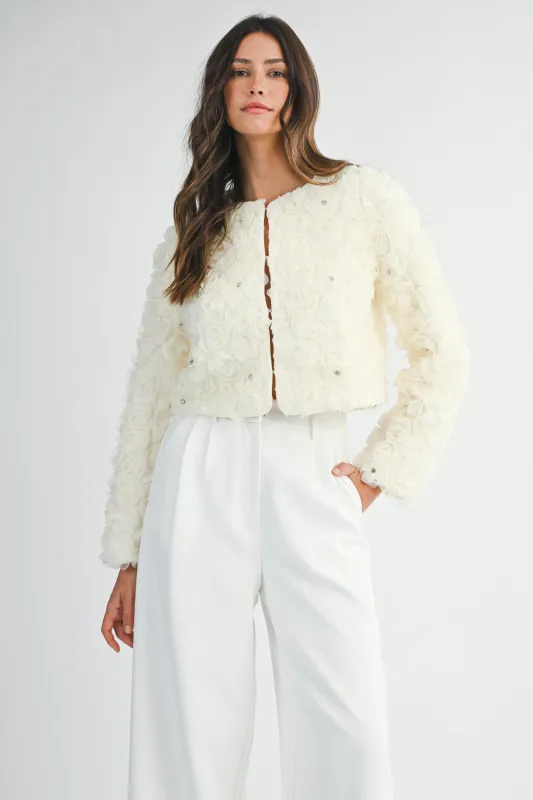 CHAYA 3D FLORAL WITH RHINESTONE JACKET made by MABLE