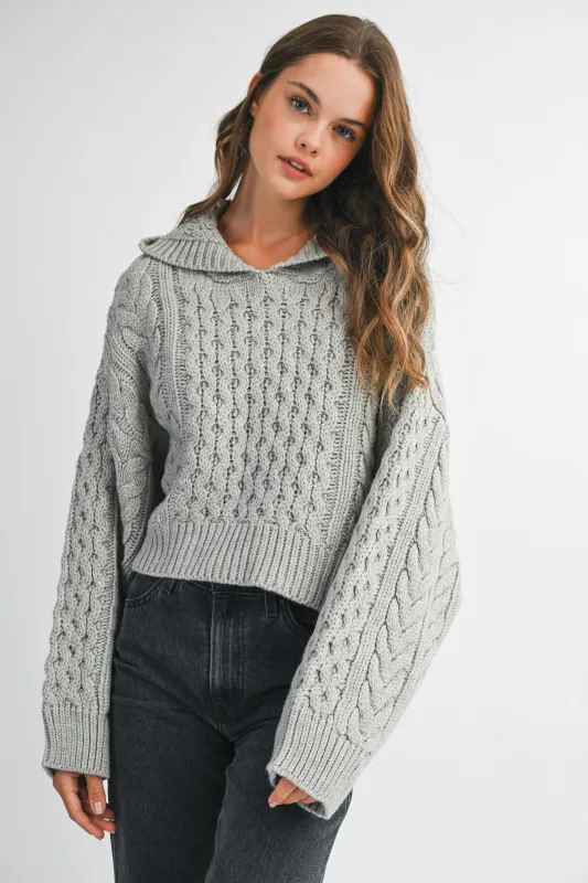 DALIA BRAIDED KNIT CROP HOODIE SWEATER made by MABLE