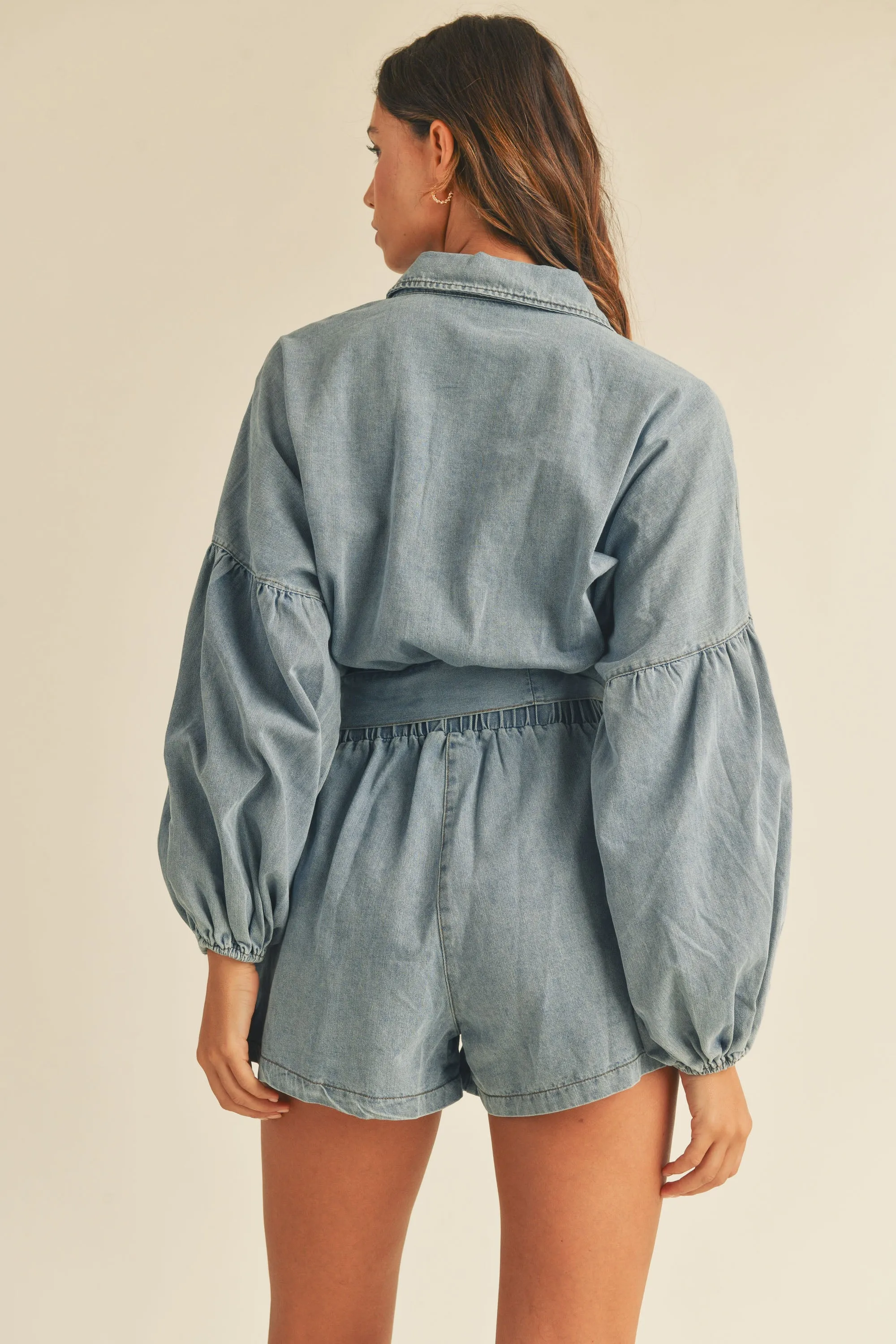 WREN BALLOON SLEEVE BUTTON SHIRTS ROMPER sold by MABLE product image thumbnail 4