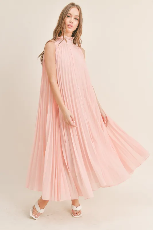 FRIDA PLEATED HALTER NECK MIDI DRESS made by MABLE