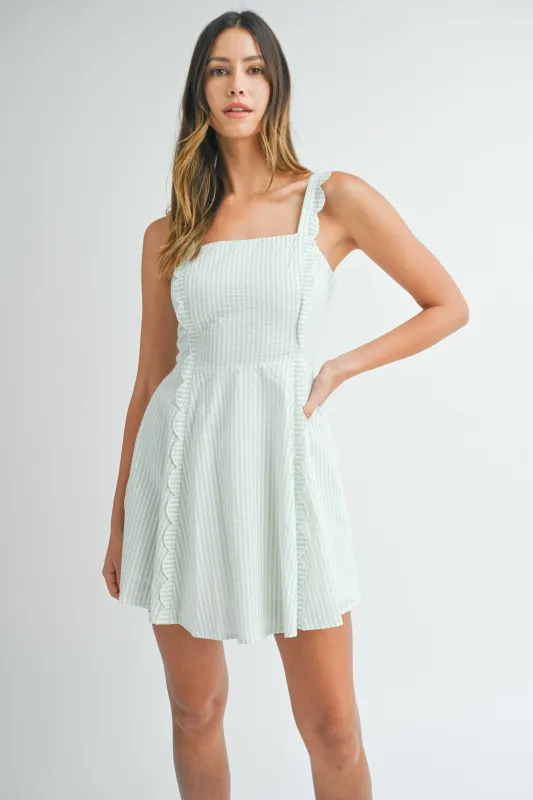 HOLLAND SCALLOP DETAIL MINI DRESS made by MABLE