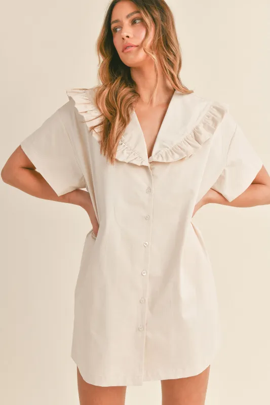 NOEMI RUFFLE DETAIL SAILOR COLLAR MINI DRESS made by MABLE