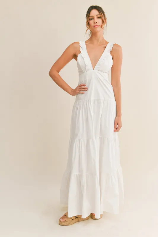 KARA RUFFLE DETAILED SHOULDER MAXI DRESS made by MABLE